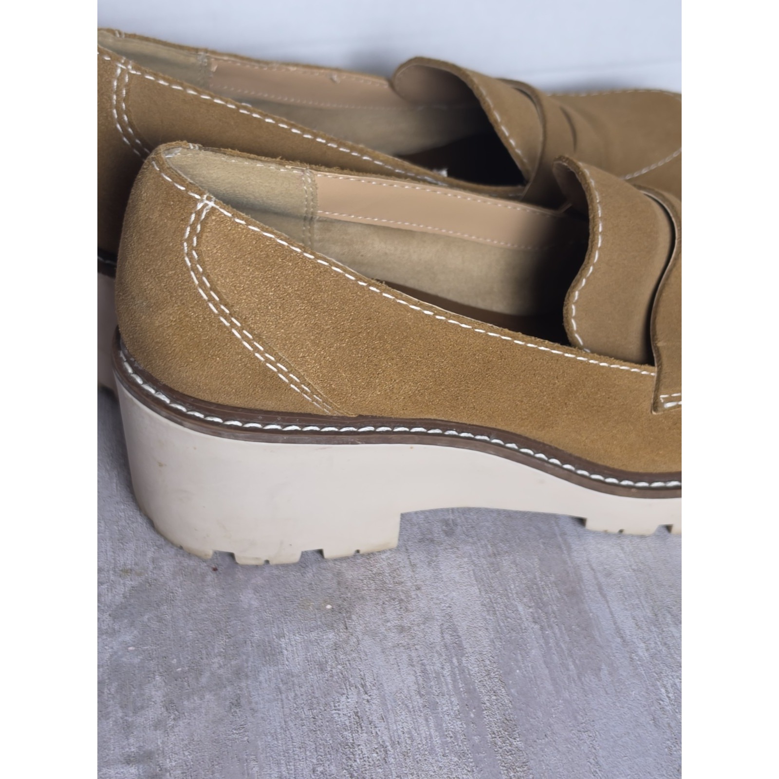 Y2k Style Lug Sole Platform Loafer Shoes Brown Suede Size 9m — image 2 of 8
